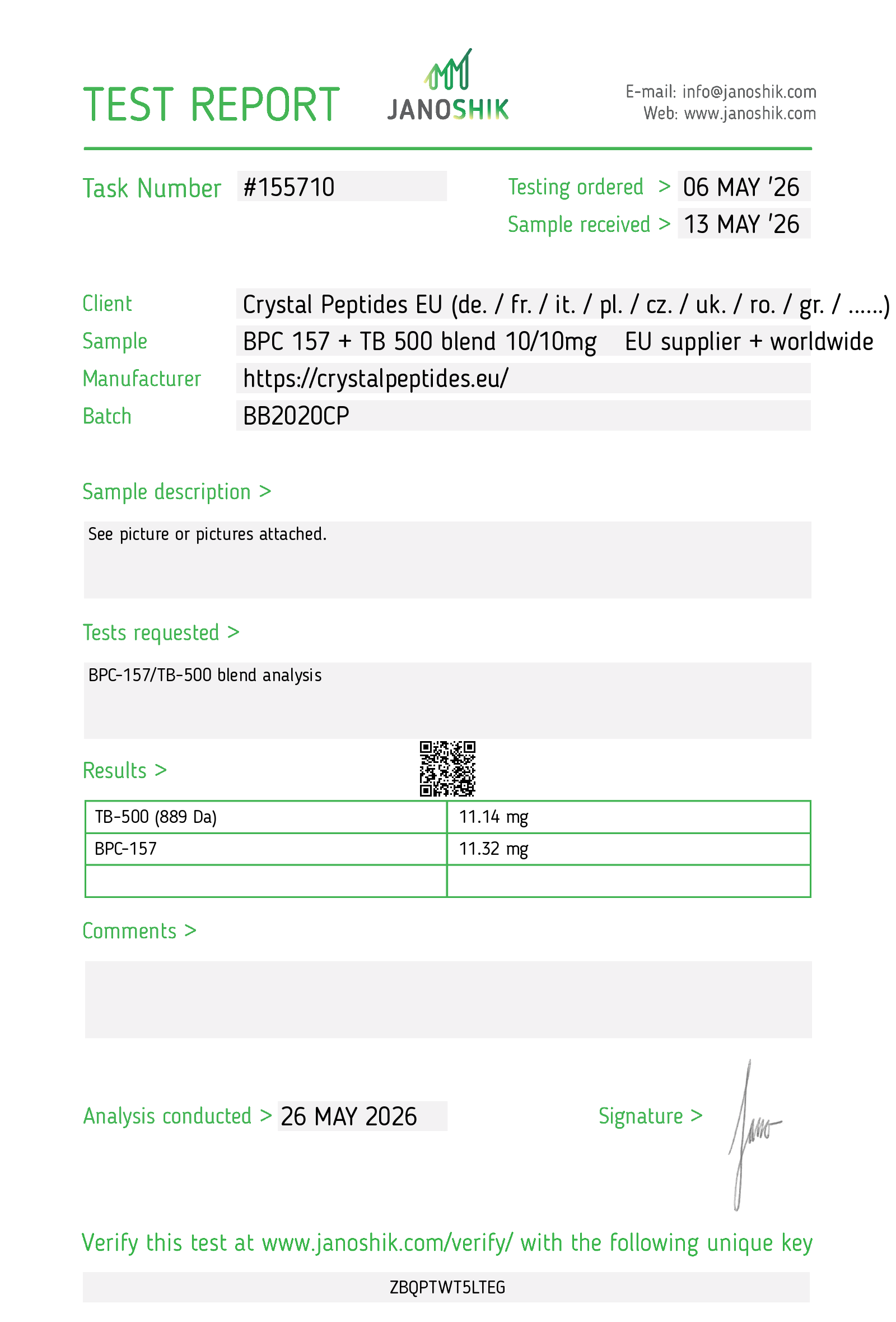 BPC-157 + TB-500 Blend Test Report task 155710
