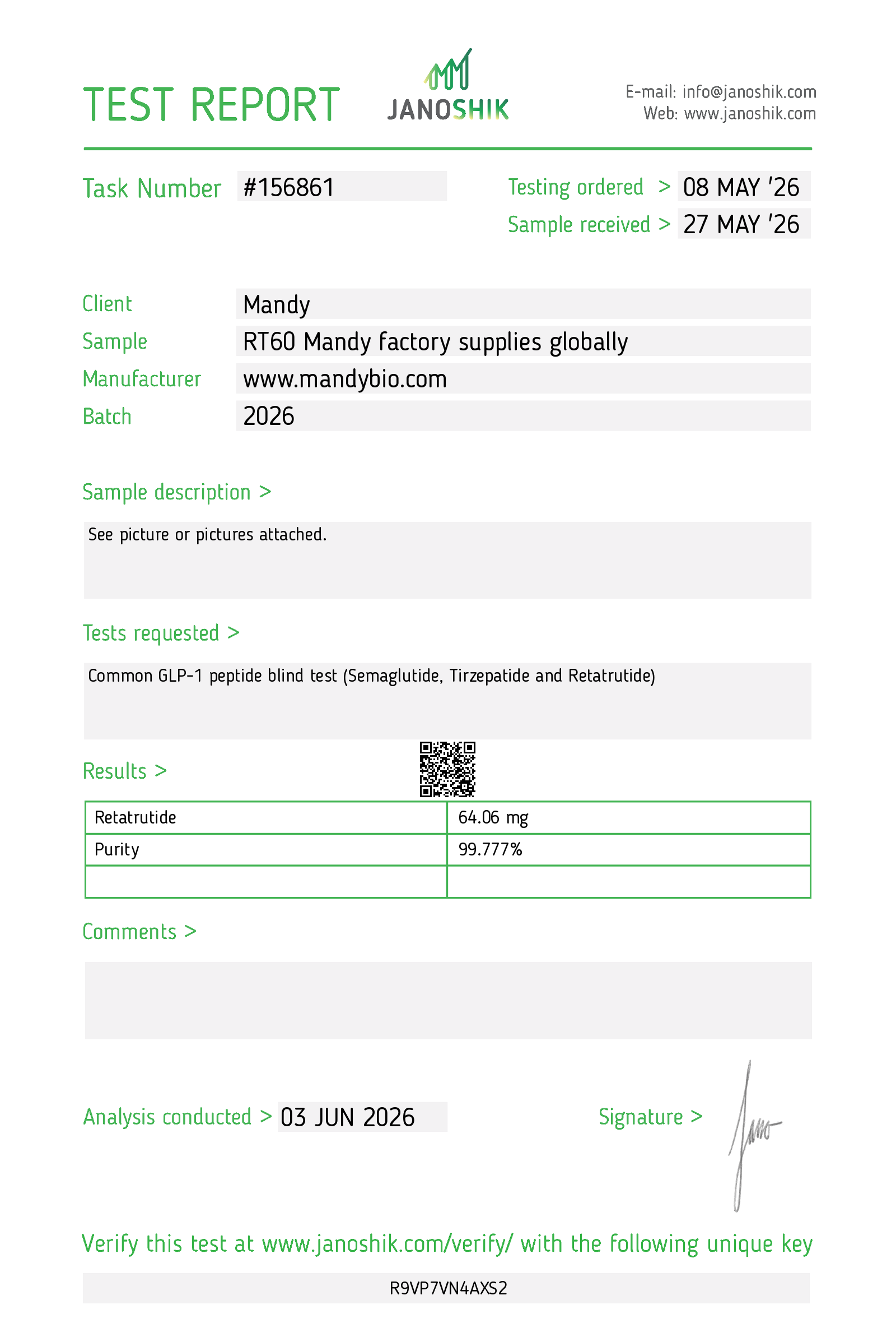 RT60 Test Report task 156861